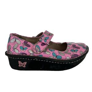 Alegria Childrens Shoes Size 12 Pink Butterfly Patent Maryjane Comfort